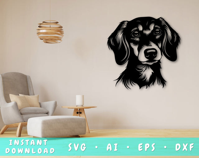 Dachshund Laser SVG Cut File, Dachshund Glowforge File, Wiener Dog DXF, Dachshund Wall Art SVG SVG HappyDesignStudio 