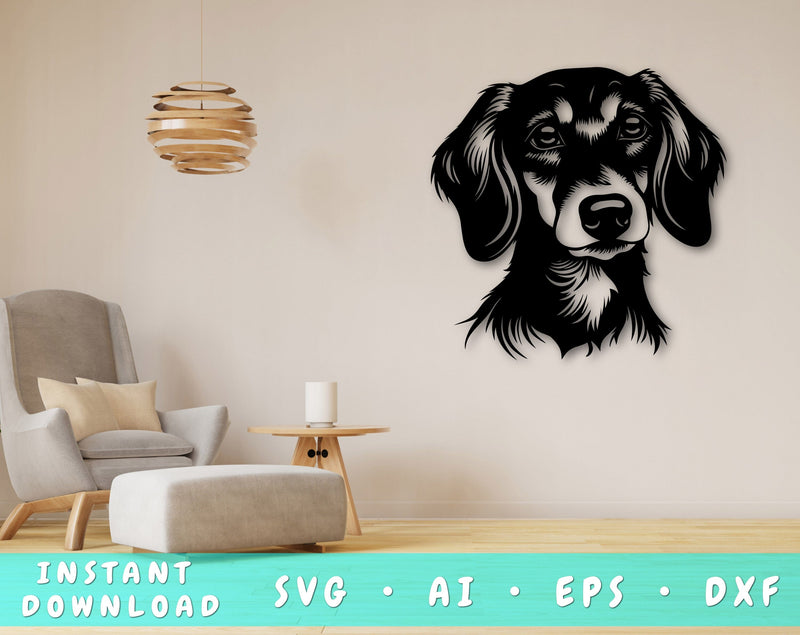 Dachshund Laser SVG Cut File, Dachshund Glowforge File, Wiener Dog DXF, Dachshund Wall Art SVG SVG HappyDesignStudio 