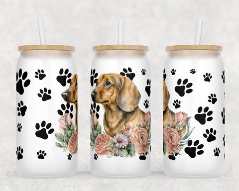 Dachshund Libbey Glass Can Wraps, 16 Oz Glass Can Sublimation Designs ...