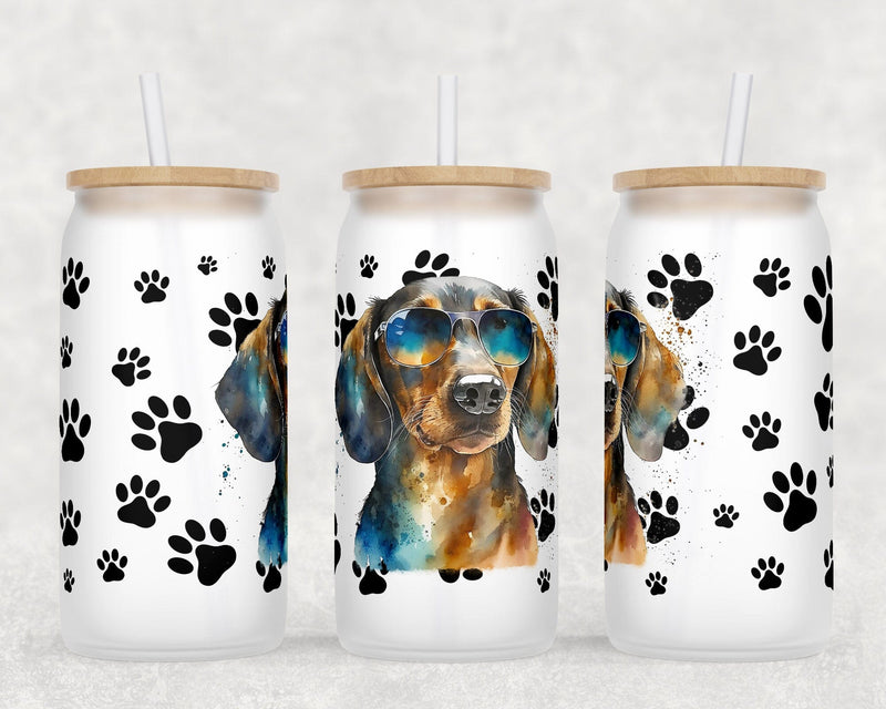 Dachshund Libbey Glass Can Wraps, 16 Oz Glass Can Sublimation Designs ...