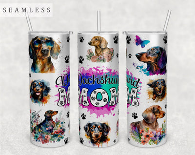 Dachshund Mom Tumbler Wrap, 20oz Skinny Tumbler Sublimation Design, Dachshund Mama Tumbler PNG Sublimation HappyDesignStudio 
