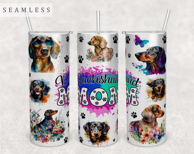 Dachshund Mom Tumbler Wrap, 20oz Skinny Tumbler Sublimation Design, Dachshund Mama Tumbler PNG Sublimation HappyDesignStudio 