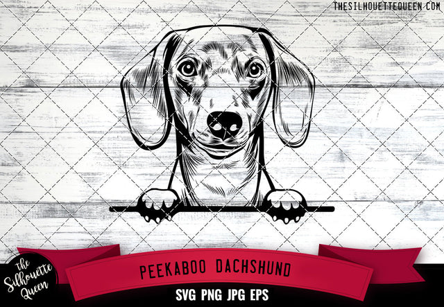 Dachshund Peek A Boo | Peekaboo | Peeking Dog Face SVG for Glowforge, Cricut, Laser, Silhouette, Scan n cut files SVG Loveleen Kaur 