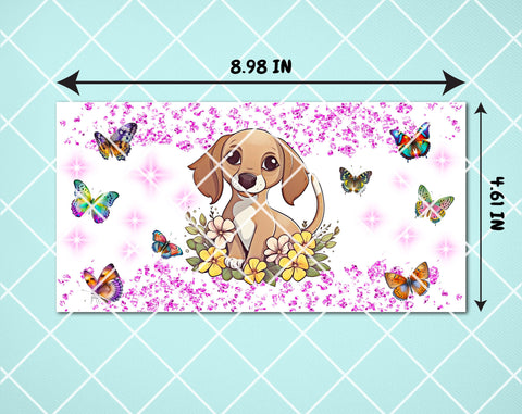 Dachshund Puppy Sippy Cup Wrap, 12oz Sippy Cup Sublimation Design, Little Dachshund Sippy Cup PNG Sublimation HappyDesignStudio 