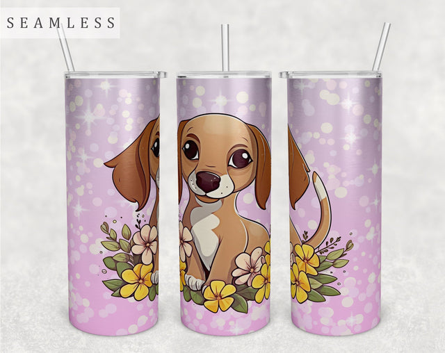 Dachshund Puppy Tumbler Wrap, 20 Oz Skinny Tumbler Sublimation Design, Seamless Little Dachshund Tumbler PNG Sublimation HappyDesignStudio 