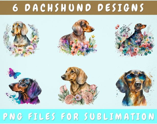 Dachshund Sublimation Designs Bundle, 6 Designs, Dachshund PNG Files, Dachshund In Sunglasses PNG, Dachshund Clipart Sublimation HappyDesignStudio 