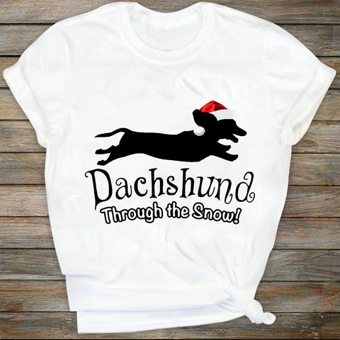 Dachshund Through The Snow Svg, Dachsund with Santa Svg, Teckel Svg, Doxie cut file SVG DiamondDesign 