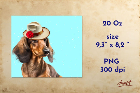 Dachshund tumbler wrap sublimation design. Dog tumbler wrap Sublimation Angelina Semenova 