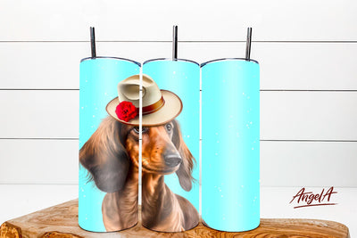 Dachshund tumbler wrap sublimation design. Dog tumbler wrap Sublimation Angelina Semenova 