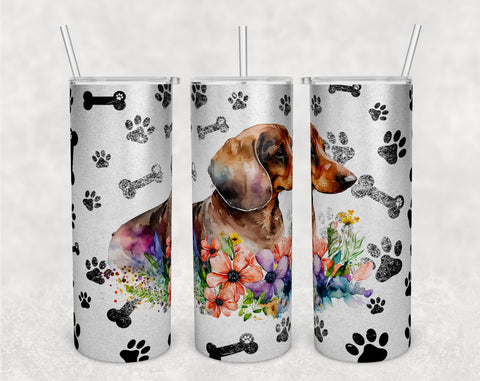 Dachshund Tumbler Wraps Bundle, 20 Oz Skinny Tumbler Dachshund Sublimation Designs, Seamless Dachshund PNG, 5 Designs Sublimation HappyDesignStudio 