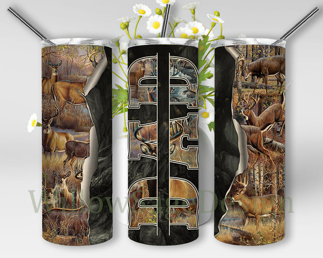 Dad 20oz Tumbler Png, Fathers Day Tumbler Wrap, Huntinng Deer Design Tumbler, Deer Sublimation Design, Instant Download Sublimation WillowSageDesign 