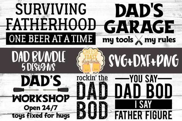 Dad Bundle - Father's Day SVG PNG DXF Cut Files SVG Cheese Toast Digitals