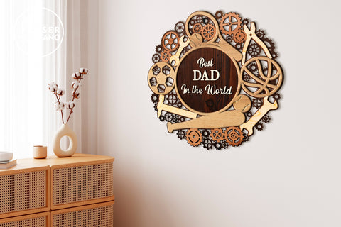 DAD Craft For Fathers Day Best DAD In The World Laser Cut Template SVG LaserCutano 