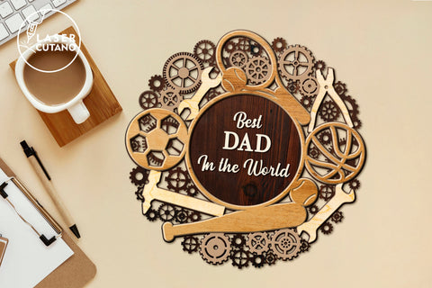 DAD Craft For Fathers Day Best DAD In The World Laser Cut Template SVG LaserCutano 