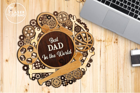 DAD Craft For Fathers Day Best DAD In The World Laser Cut Template SVG LaserCutano 