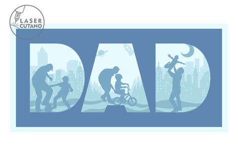 Dad, Fathers Day Multilayer Cut Files for Laser Cut Wood or Cricut, Paper Craft, Sign SVG, 3D Designs SVG LaserCutano 