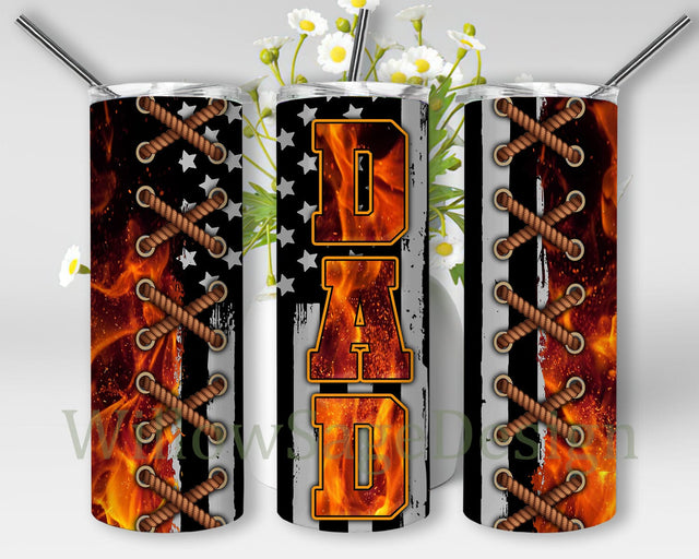 Dad Fine Tumbler Template, Dad Firefighter 20oz Tumbler Png, American Flag Tumbler Design, Father's Day Design Png, Gift For Dad, Instant Download Sublimation WillowSageDesign 