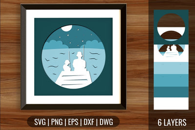 Dad Fishing Shadowbox SVG SVG SvgOcean 