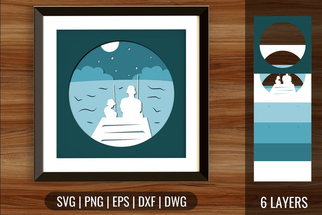 Dad Fishing Shadowbox SVG SVG SvgOcean 