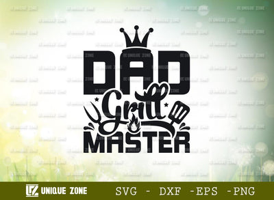 Dad Grill Master | BBQ | Grill | Grilling | Barbecue | Typography Design SVG Unique Zone 