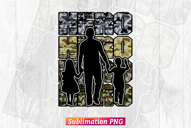 Dad Hero Camouflage Father's Day T shirt Tumbler Design Sublimation Png File Sublimation DesignDestine 