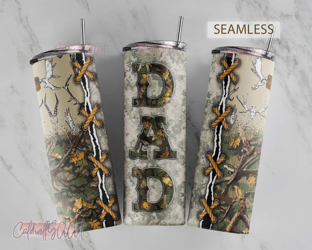 Dad Hunting Tumbler 20 oz Skinny Sublimation, Hunting Dad Tumbler Design Straight and Tapered PNG Sublimation CaldwellArt 