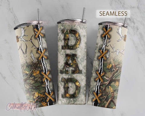 Dad Hunting Tumbler 20 oz Skinny Sublimation, Hunting Dad Tumbler Design Straight and Tapered PNG Sublimation CaldwellArt 