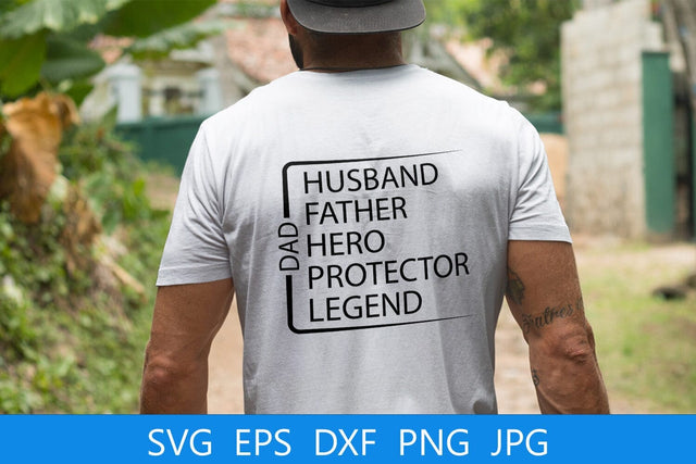 Dad Husband Hero Protector Legend SVG File, Dad Quote SVG Free For Commercial Use SVG Sintegra 