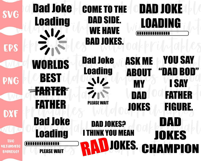 dad jokes svg, funny dad jokes svg, fathers day svg, sarcastic svg, dad bod svg, dad svg, dad jokes Cricut, dad jokes loading svg, SVG WildOakSVG 