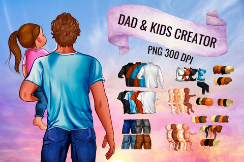 Dad & Kids Family Creator Clipart SVG SvgOcean 