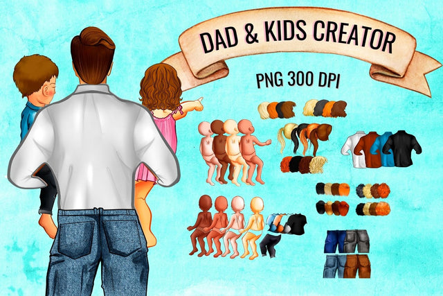 Dad & Kids Family Creator Clipart SVG SvgOcean 