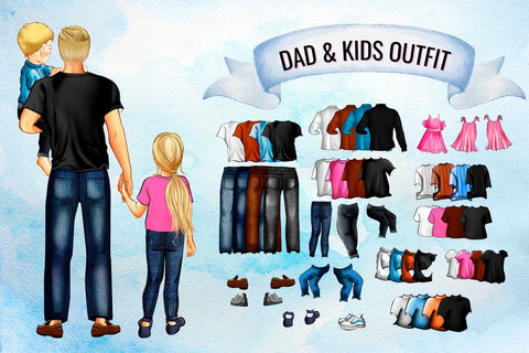 Dad & Kids Family Creator Clipart SVG SvgOcean 