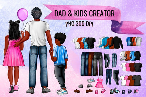 Dad & Kids Family Creator Clipart SVG SvgOcean 