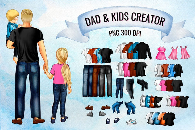 Dad & Kids Family Creator Clipart SVG SvgOcean 