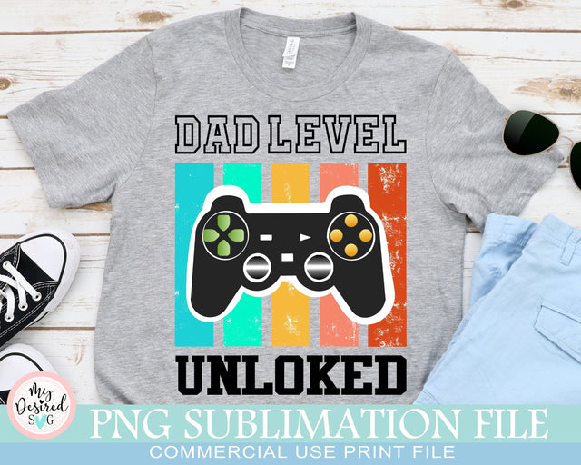 Dad Level Unlocked PNG, New Dad Shirt, Gamer Dad PNG, Father Day Shirt, Funny Dad, Dad Sublimation Design, Dad Life, PNG Sublimation File Sublimation MyDesiredSVG 