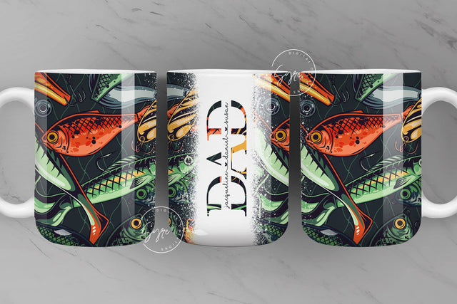 Dad Mug, Fishing Mug Wrap PNG, Add Kids Name, Fishing Gift for Men, Best Dad Ever, Fathers Day Mug, Gift for Husband, 15 oz and 11 oz mug Sublimation Syre Digital Creations 