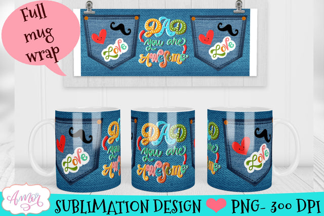 Dad mug wrap PNG for sublimation | Father's day mug template Sublimation Amorclipart 