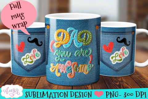 Dad mug wrap PNG for sublimation | Father's day mug template Sublimation Amorclipart 