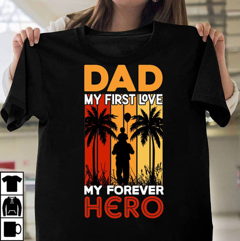 Dad My First Love My Forever Hero SVG Cute File, Father's Day retro T-shirt Design, Dad Sublimation PNG, Father's Day Retro Vintage T-shirt Design, Father's Day Clip Art,Dad SVG Bundle SVG Insomnia Std 