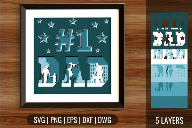 Dad Number 1 Shadowbox SVG SVG SvgOcean 
