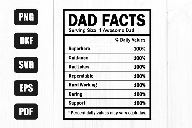 Dad Nutrition Facts, Fathers Day Svg File, Best Dad Svg SVG Litke Designs 