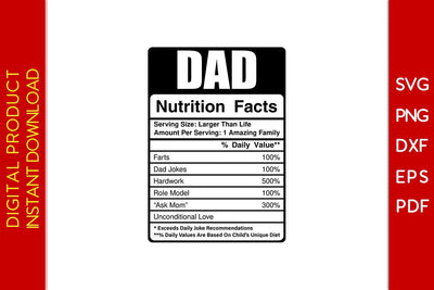Dad Nutrition Facts SVG PNG PDF Cut File SVG Creativedesigntee 