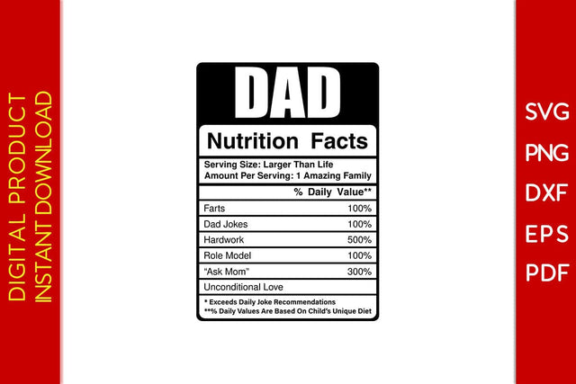 Dad Nutrition Facts SVG PNG PDF Cut File SVG Creativedesigntee 