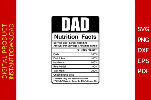 Dad Nutrition Facts SVG PNG PDF Cut File SVG Creativedesigntee 