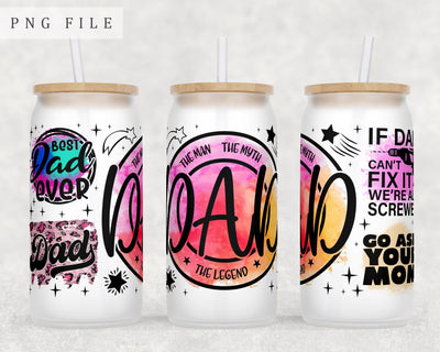 Dad Quotes Libbey Glass Can Wrap, 16oz Glass Can Sublimation Design, Dad Sayings Glass Can PNG File Sublimation HappyDesignStudio 
