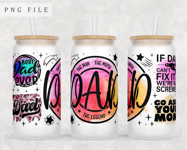 Dad Quotes Libbey Glass Can Wrap, 16oz Glass Can Sublimation Design, Dad Sayings Glass Can PNG File Sublimation HappyDesignStudio 