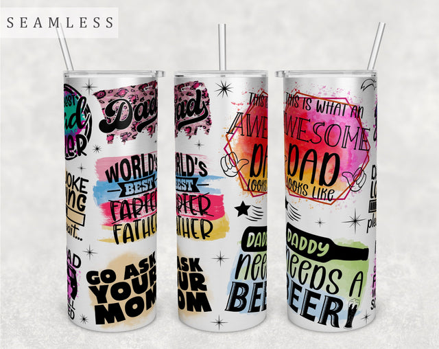 Dad Quotes Tumbler Wrap, 20 Oz Skinny Tumbler Dad Sayings Sublimation Design, Seamless Tumbler PNG Sublimation HappyDesignStudio 
