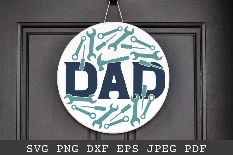 Dad Round Sign SVG Fathers Day Gift, Mechanic, Garage Door Sign SVG Shine Green Art 