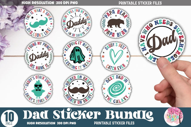 Dad Sticker Bundle Sublimation DESIGNS DARK 