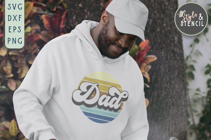 Dad SVG | Fathers Day | Retro Sunset SVG Style and Stencil 